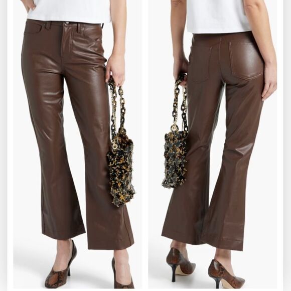 Veronica Beard Carson High rise wide leg faux leather pant 23 $298 - Picture 1 of 9